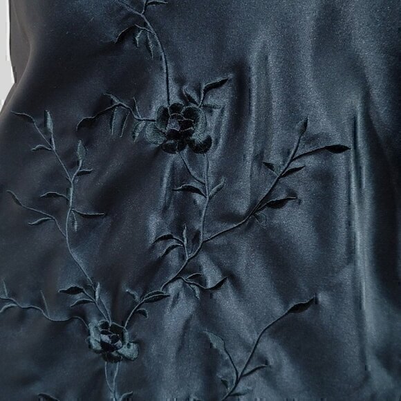 Cabernet Silky Gown Slip Dress S Green Embroidered - Picture 4 of 10